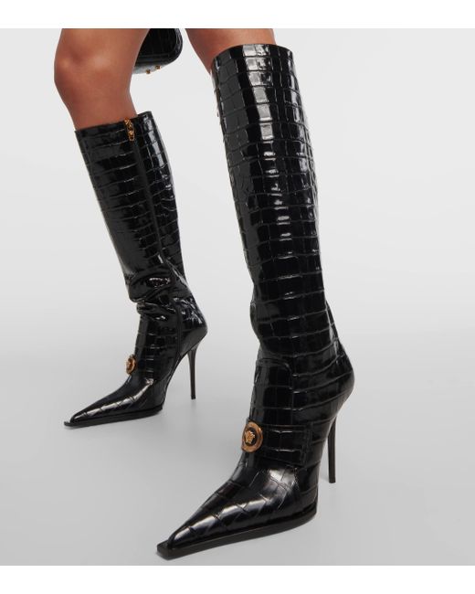 Versace black on sale boots