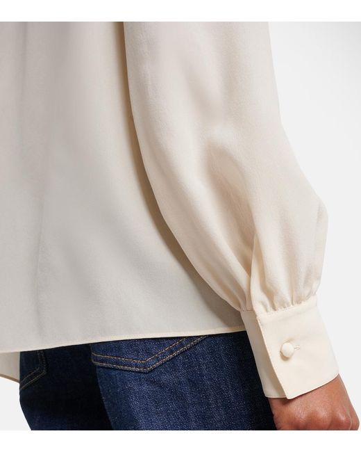 Valentino Natural Tie-Neck Silk Crepe De Chine Blouse