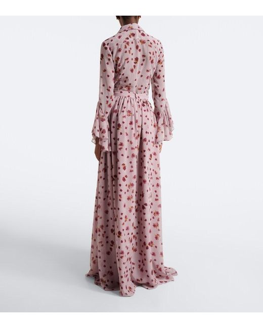 Markarian Purple Morgaine Floral Chiffon Maxi Skirt