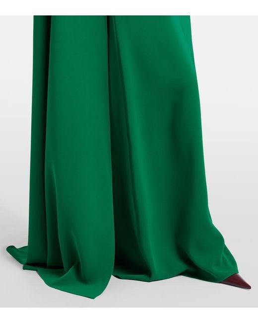 Oscar de la Renta Green Cyclamen Silk-Blend Georgette Kaftan