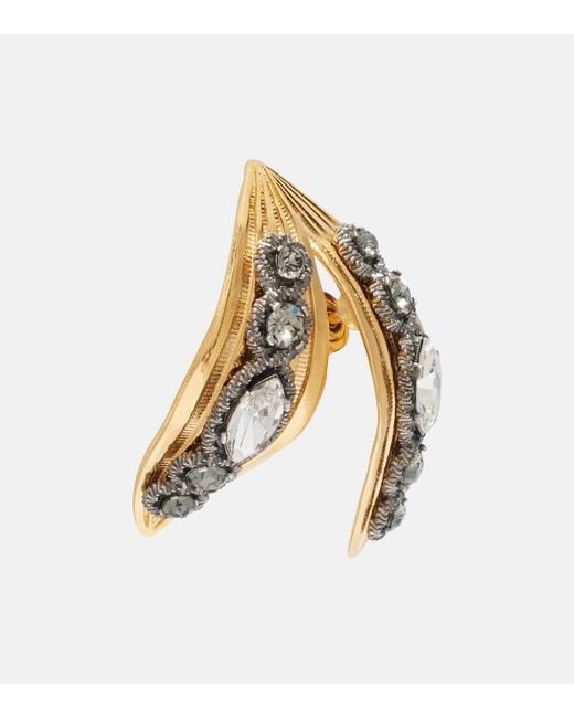 Balenciaga Metallic Bloom Crystal-Embellished Earrings