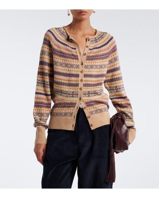 Polo Ralph Lauren Pink Fair Isle Jacquard Wool-Blend Cardigan