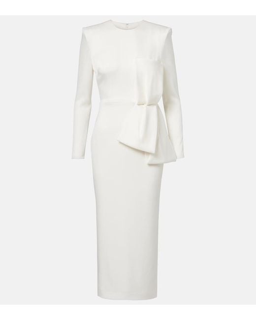Alex Perry White Bow-Detail Crepe Satin Gown