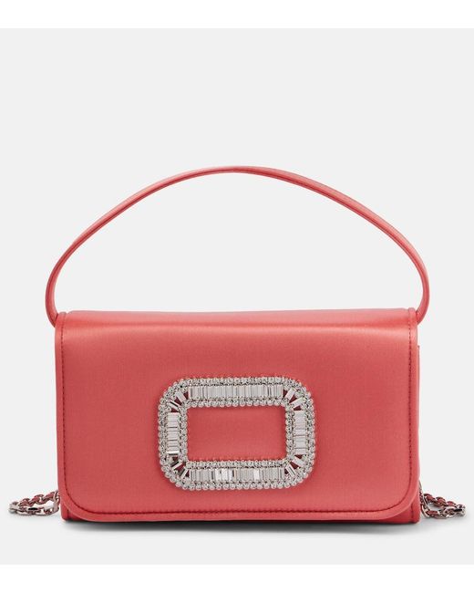 Roger Vivier Red Pilgrim Micro Satin Clutch