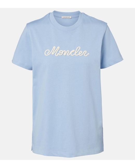 Moncler Blue Logo Cotton Jersey T-Shirt