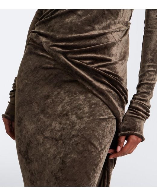 Rick Owens Green Lilies Shailee Draped Open-Back Velvet Gown