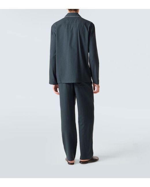 Zegna Blue Cotton And Cashmere Pajamas for men