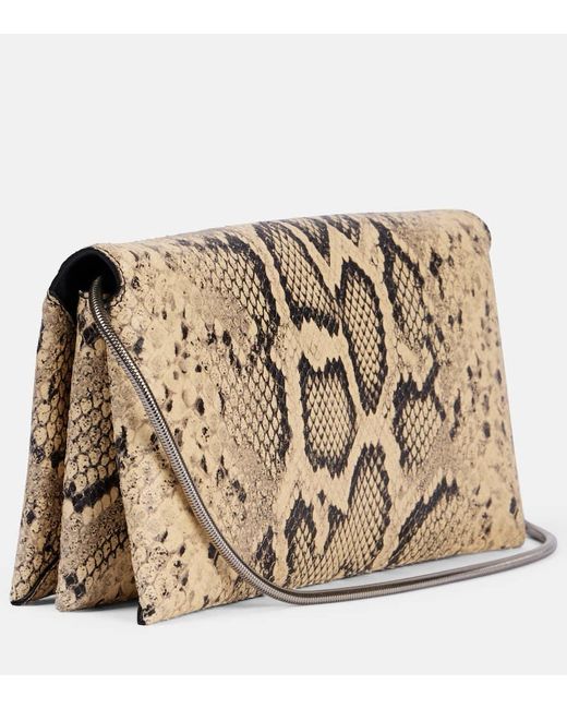 Jil Sander Metallic Carnet Snake-Effect Leather Clutch