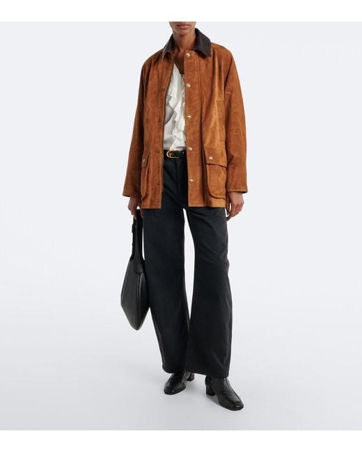 Nili Lotan Brown Kedem Leather-Trimmed Suede Jacket