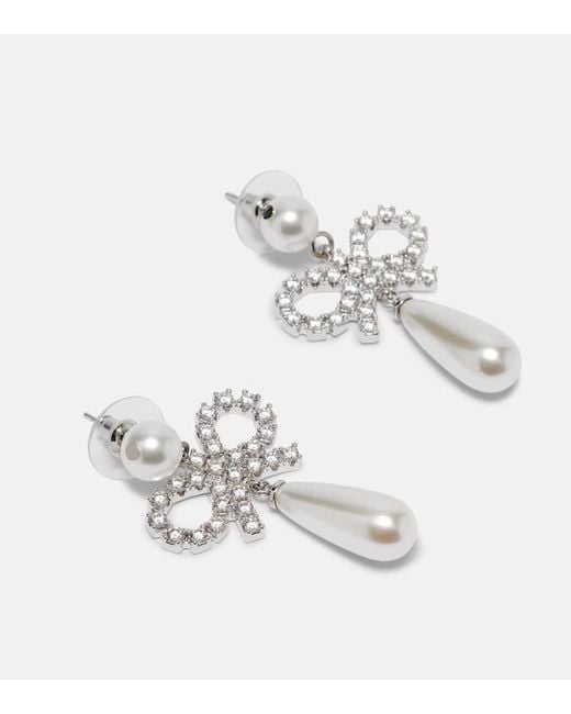 Orecchini Pendenti Con Perle Bijoux di Self-Portrait in White