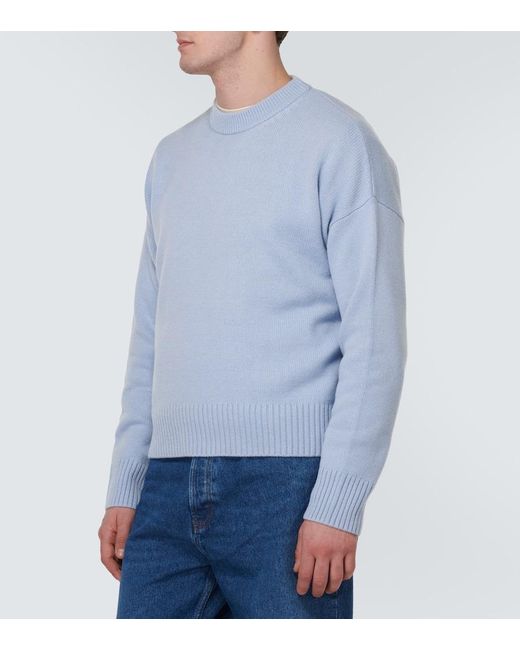 Jersey cropped de cachemir y lana AMI de hombre de color Blue