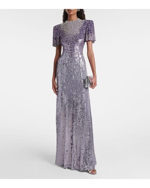Robe Longue Jourdain A Ornements Jenny Packham en coloris Purple
