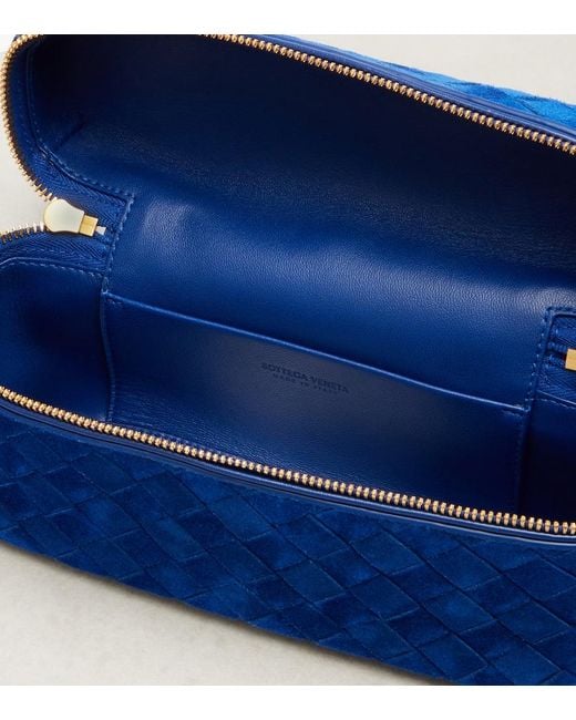 Bottega Veneta Blue Bang Bang Intrecciato Suede Vanity Bag