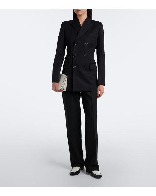 Nili Lotan Black Noah Double-Breasted Virgin Wool Blazer