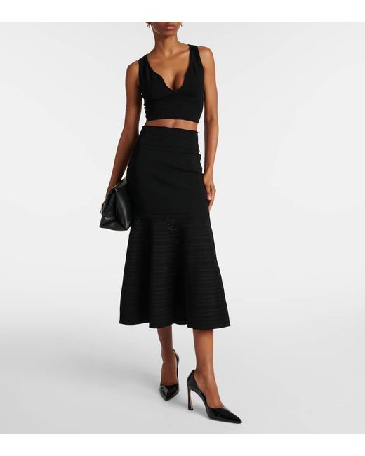 Victoria Beckham Black Jersey Midi Skirt