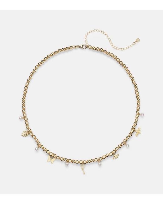 Sydney Evan Metallic 14Kt Beaded Pendant Necklace With Pearls