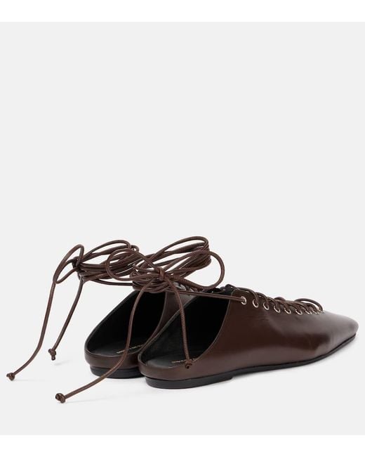 Dries Van Noten Brown Leather Lace-Up Flats