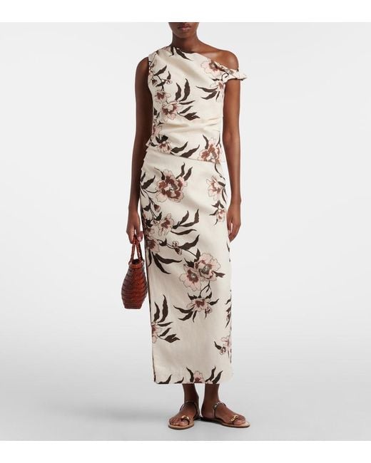 Sir Natural Floral Asymmetric Linen Top