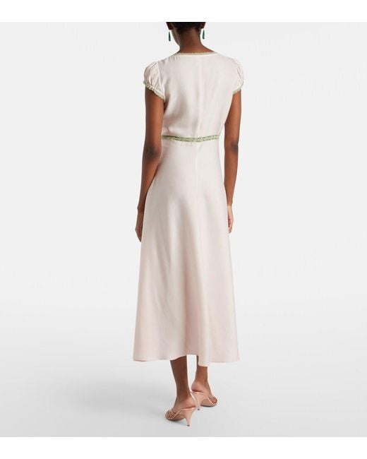 Posse Pink Perla Lace-Trimmed Midi Dress