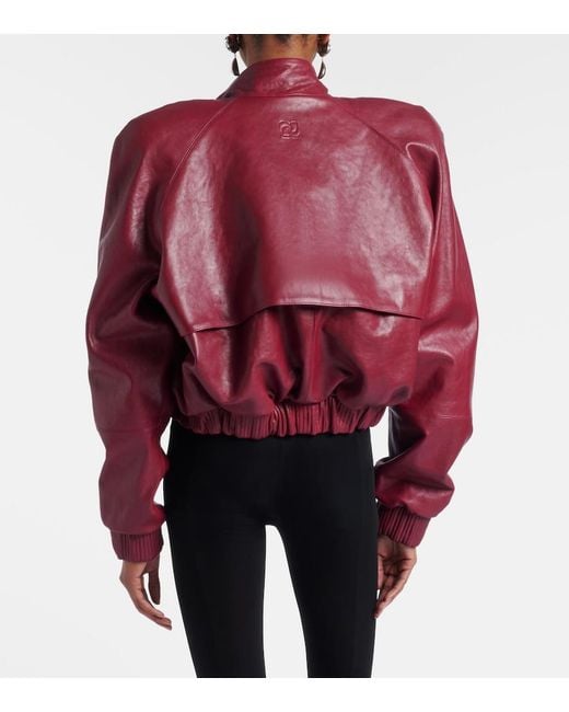 Magda Butrym Red Cropped Leather Jacket