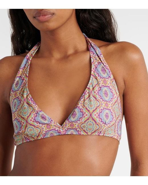 Etro Pink Monogram-Print Halterneck Bikini