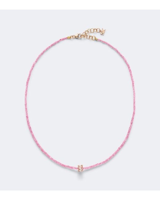 Suzanne Kalan White Infinite 18Kt Rose Beaded Necklace With Spinels And Diamonds