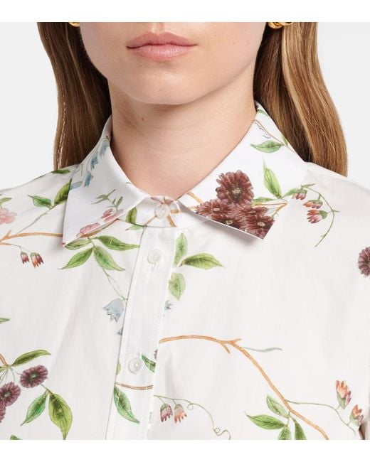 Erdem White Floral Cotton Poplin Shirt Dress