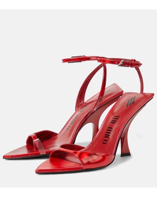 The Attico Red Gg Mismatched 85 Metallic Sandals