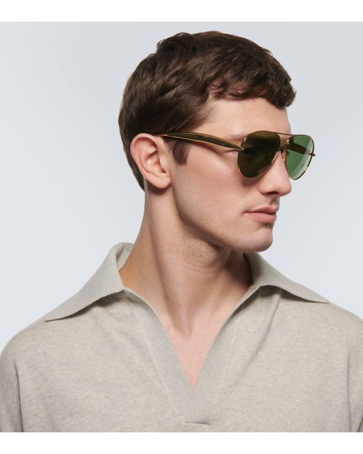 Bottega Veneta Green Aviator Sunglasses for men