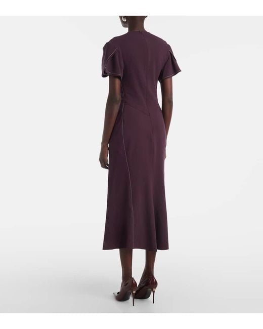 Victoria Beckham Purple Midikleid Aus Einem Wollgemisch