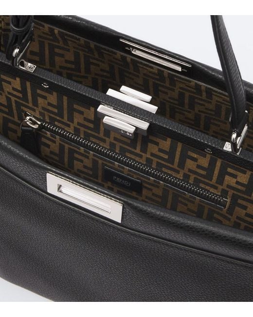 Fendi Black My Peekaboo Leather Tote Bag for men