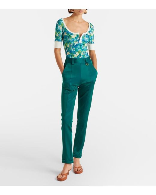 Chloé Blue Floral Cotton-Blend Bowling Shirt