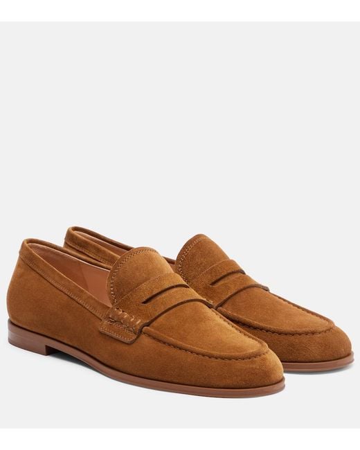 Gianvito Rossi Brown Georgie Suede Penny Loafers