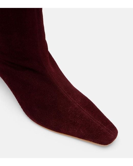 Staud Red Wally 55 Suede Knee-High Boots