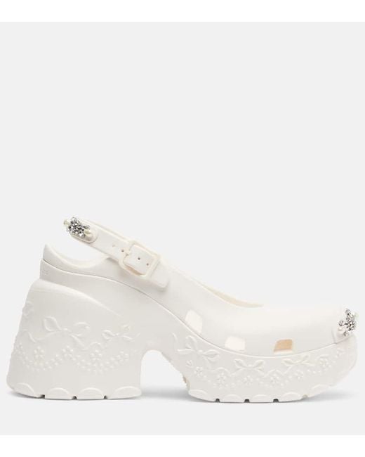 Simone Rocha X Crocs Embellished Platform Pumps in White | Lyst UK