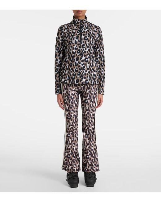 Fusalp Black Orion Leopard-Print Ski Top