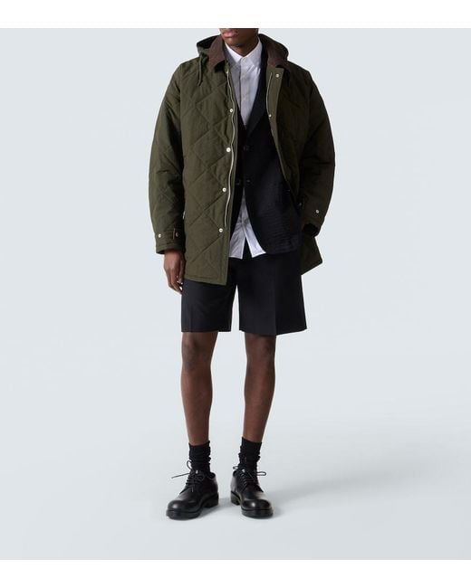 Comme des Garçons Green Corduroy-Trimmed Quilted Hooded Jacket for men