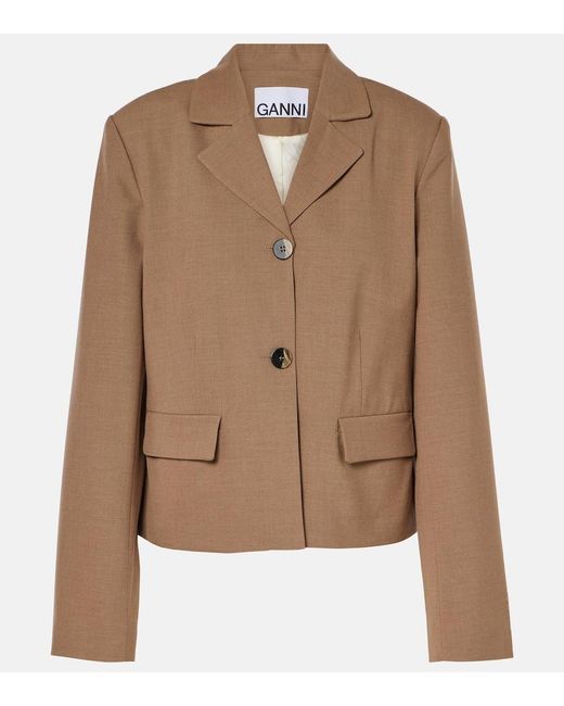 Ganni Brown Twill Blazer