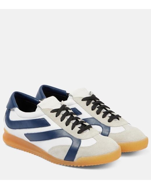 Proenza Schouler Blue Track Suede-Trimmed Leather Sneakers