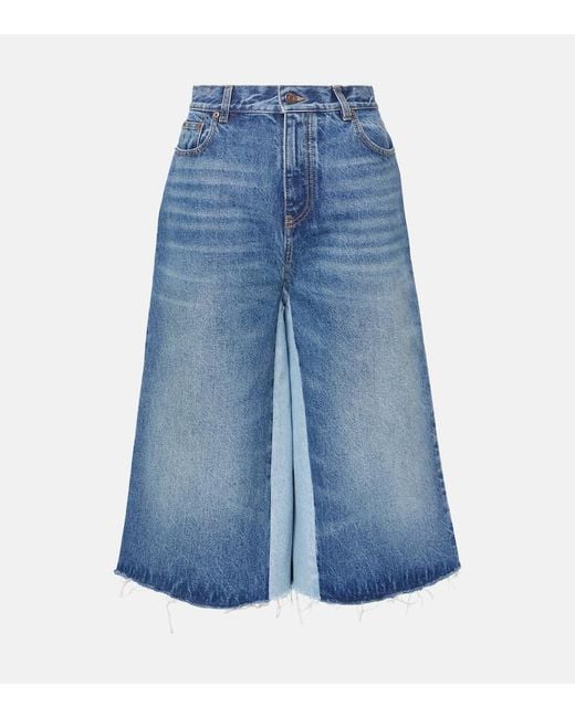 Chloé Blue Patchwork High-Rise Denim Culottes