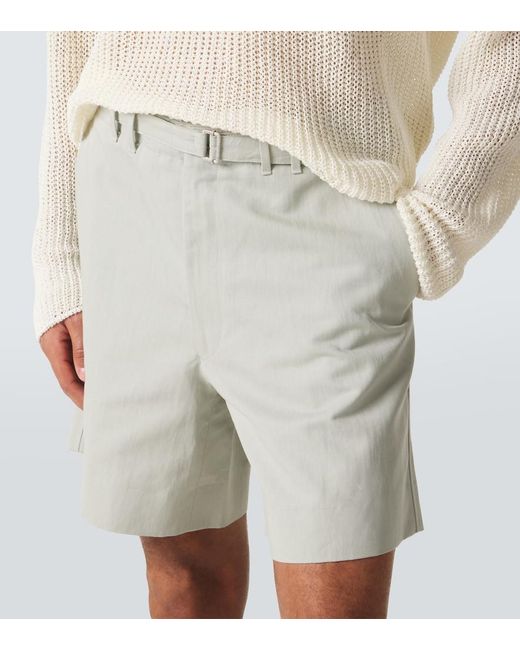 Shorts De Algodon Y Lino Con Cinturon STÒFFA de hombre de color Gray