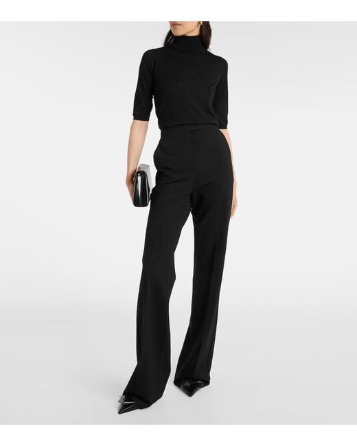 Max Mara Black Norcia Pleated Jersey Straight Pants