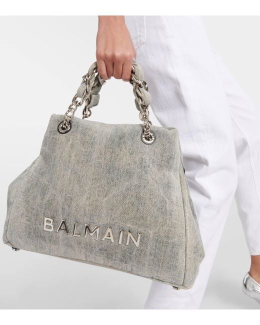 Balmain Metallic 1945 Soft Denim Tote Bag