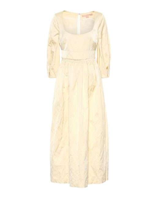 Brock Collection Natural Ondina Satin Midi Dress