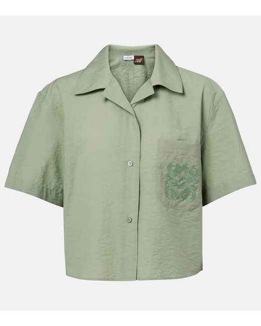 Loewe Green Cotton Blend Short Sleeve Shirt Shirts
