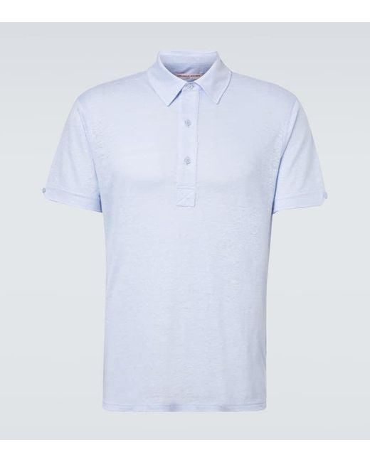 Polo Sebastian di Orlebar Brown in Blue da Uomo