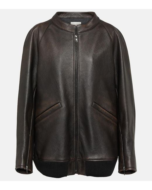 The Row Black Kengia Leather Jacket