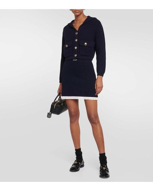 Miu Miu Black Cotton Blend Crochet Miniskirt