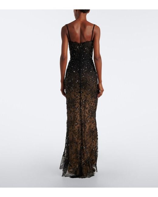 Elie Saab Black Sequined Lace Gown