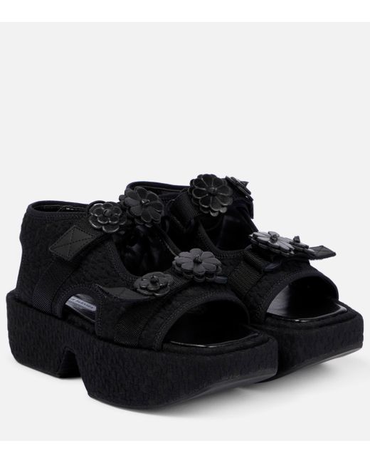 CECILIE BAHNSEN Black May Floral Matelasse Sandals